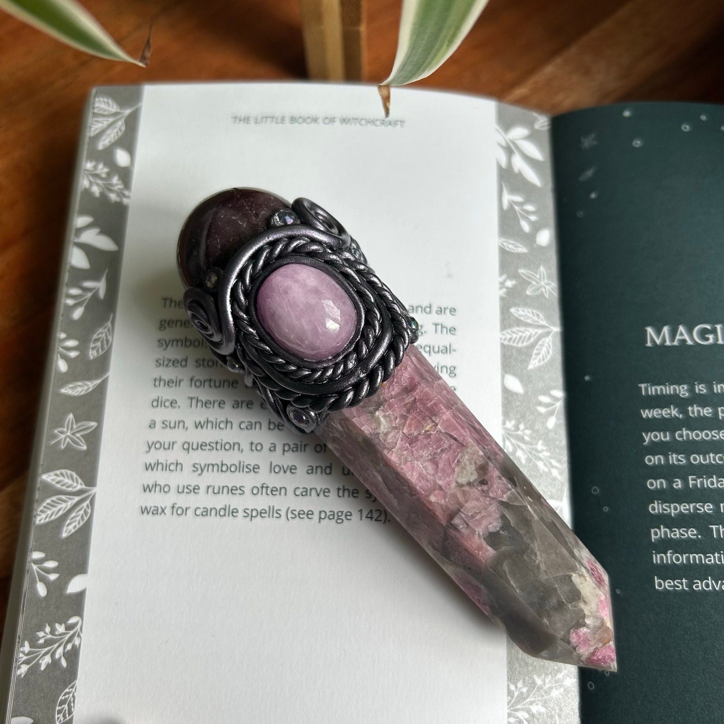 Pink Tourmaline Crystal Wand with Kunzite and Mookaite