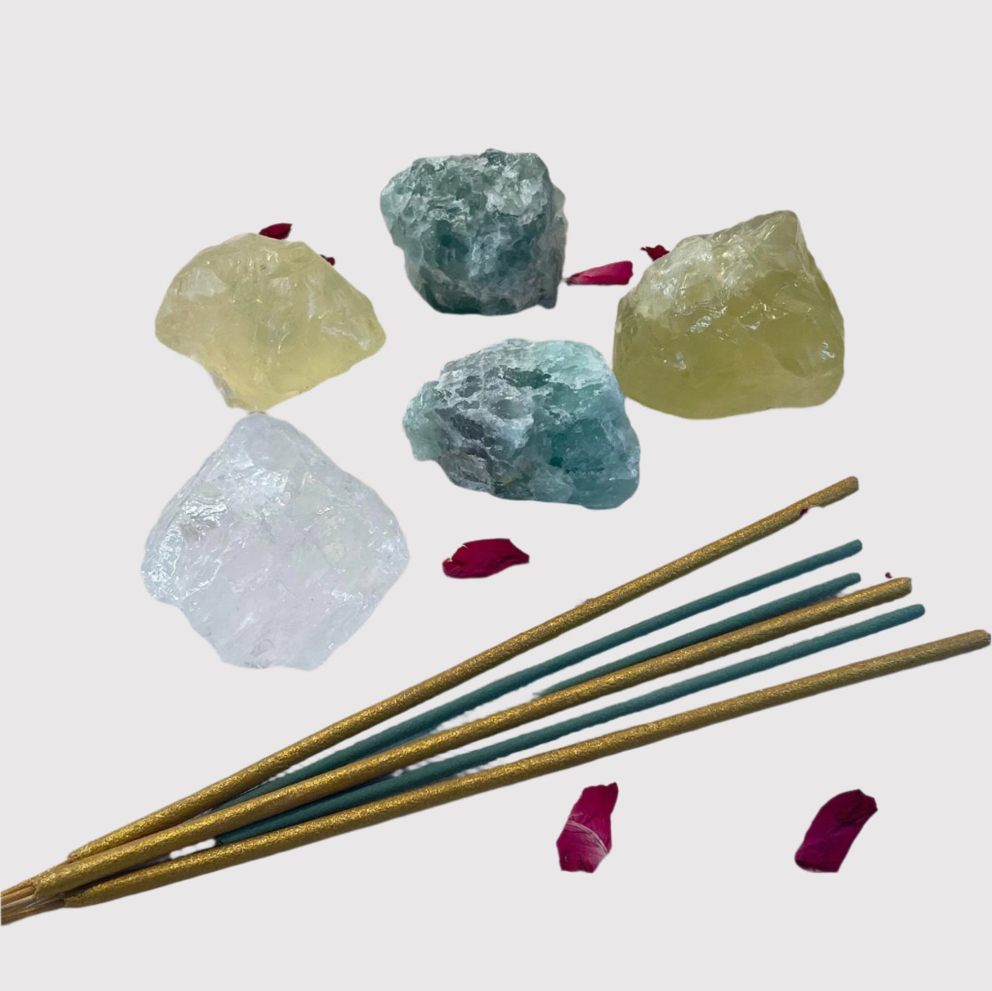 Raw Natural Crystal Incense Stick Holder -Citrine, Clear Quartz or Fluorite
