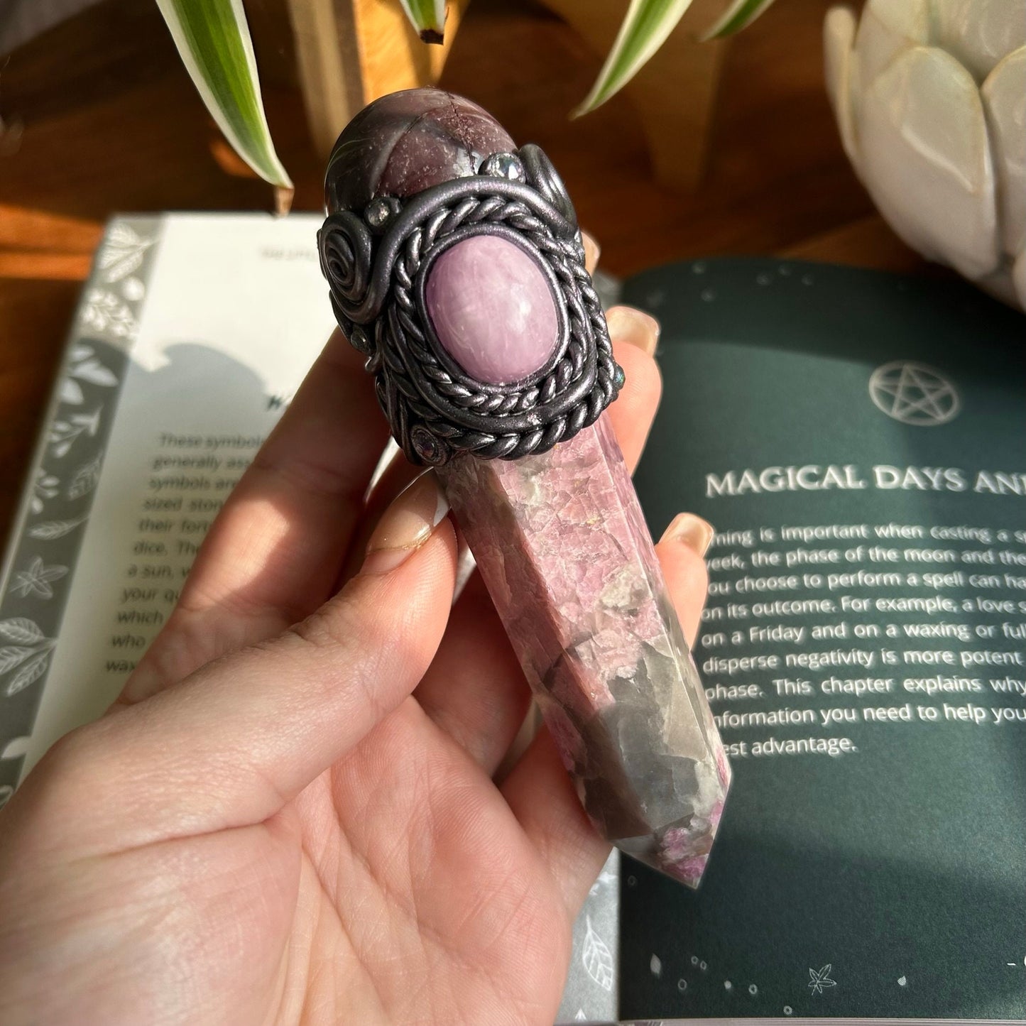 Pink Tourmaline Crystal Wand with Kunzite and Mookaite