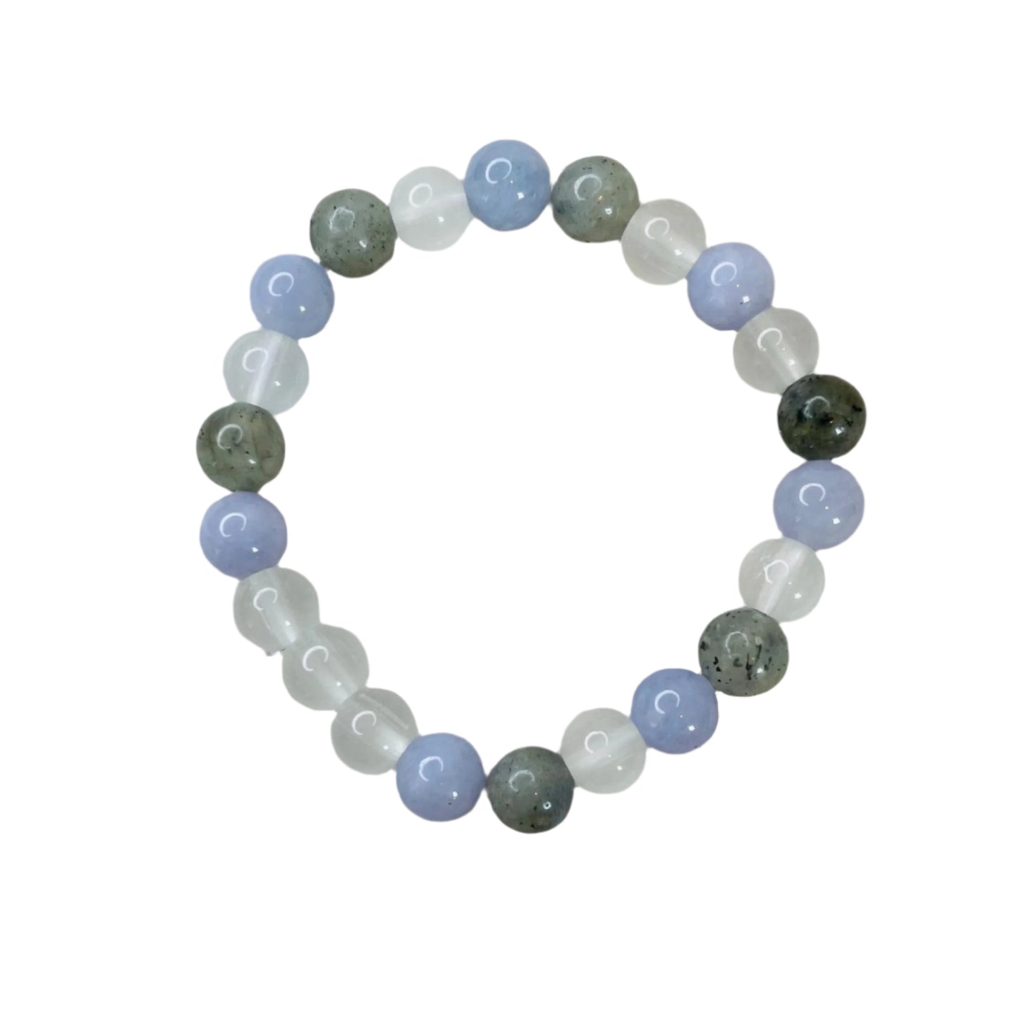 Angelic Harmony Crystal Bracelet -Angelite, White Jade and Labradorite.