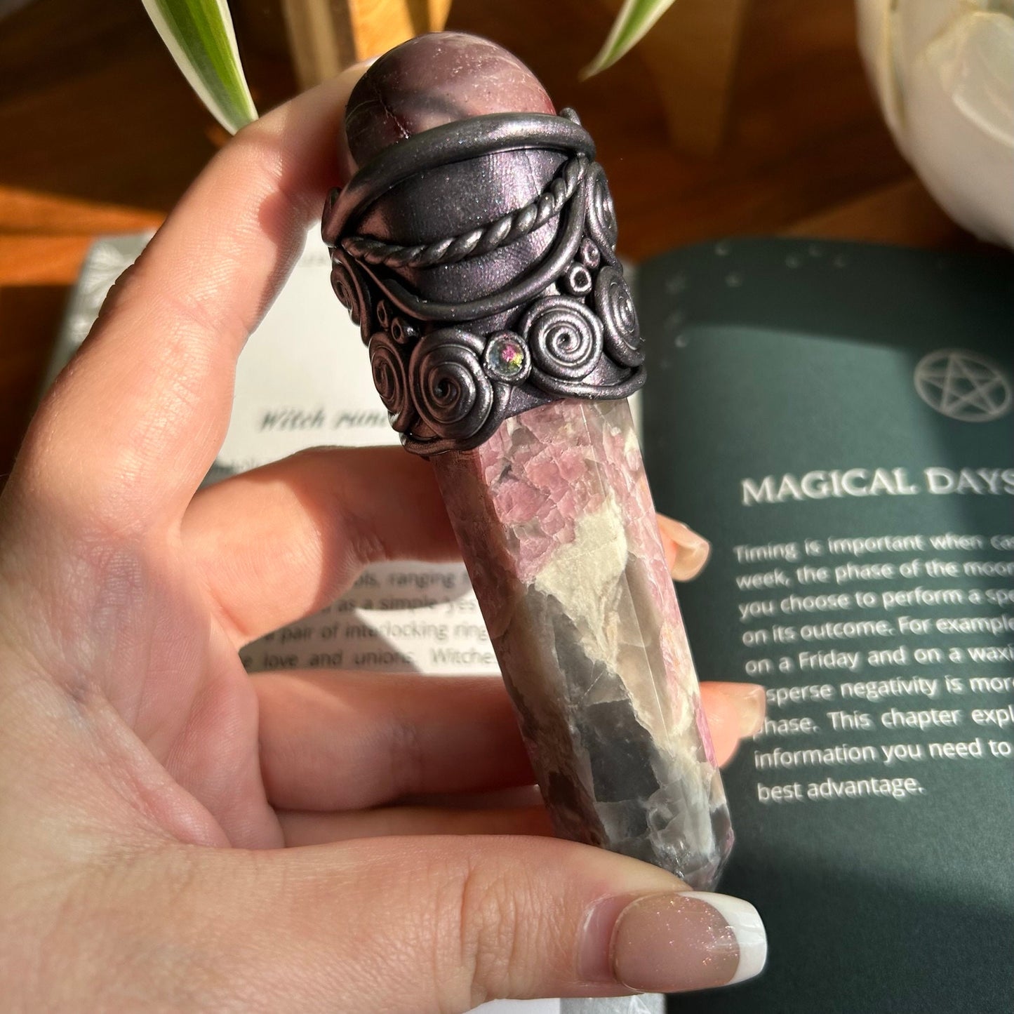 Pink Tourmaline Crystal Wand with Kunzite and Mookaite