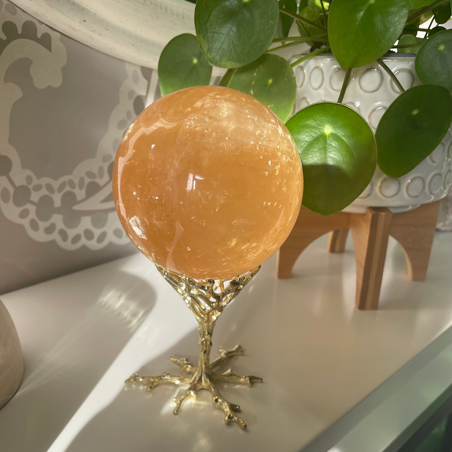 Large Honey Calcite Sphere