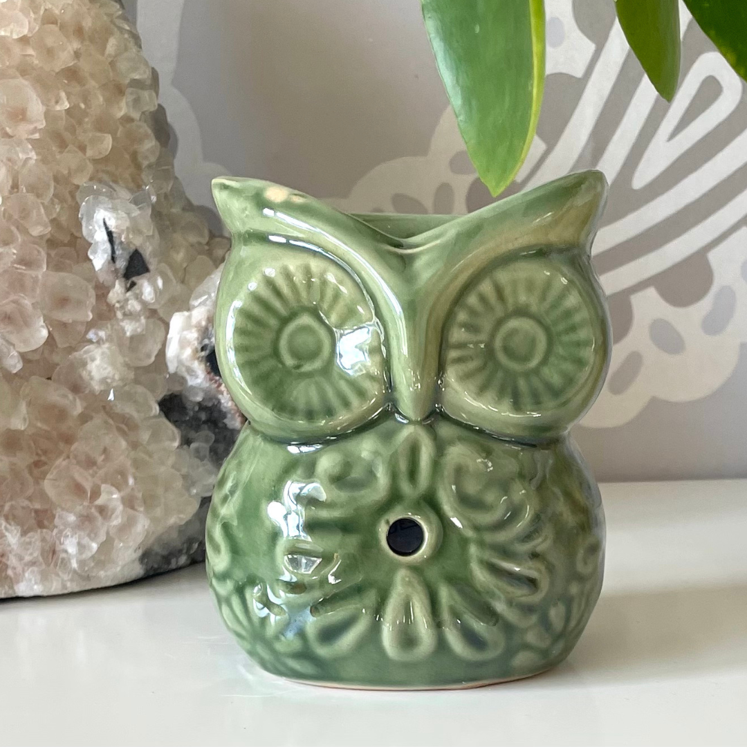 Ceramic Owl Oil and Wax Melt Burner - Sage, Natural or Gris