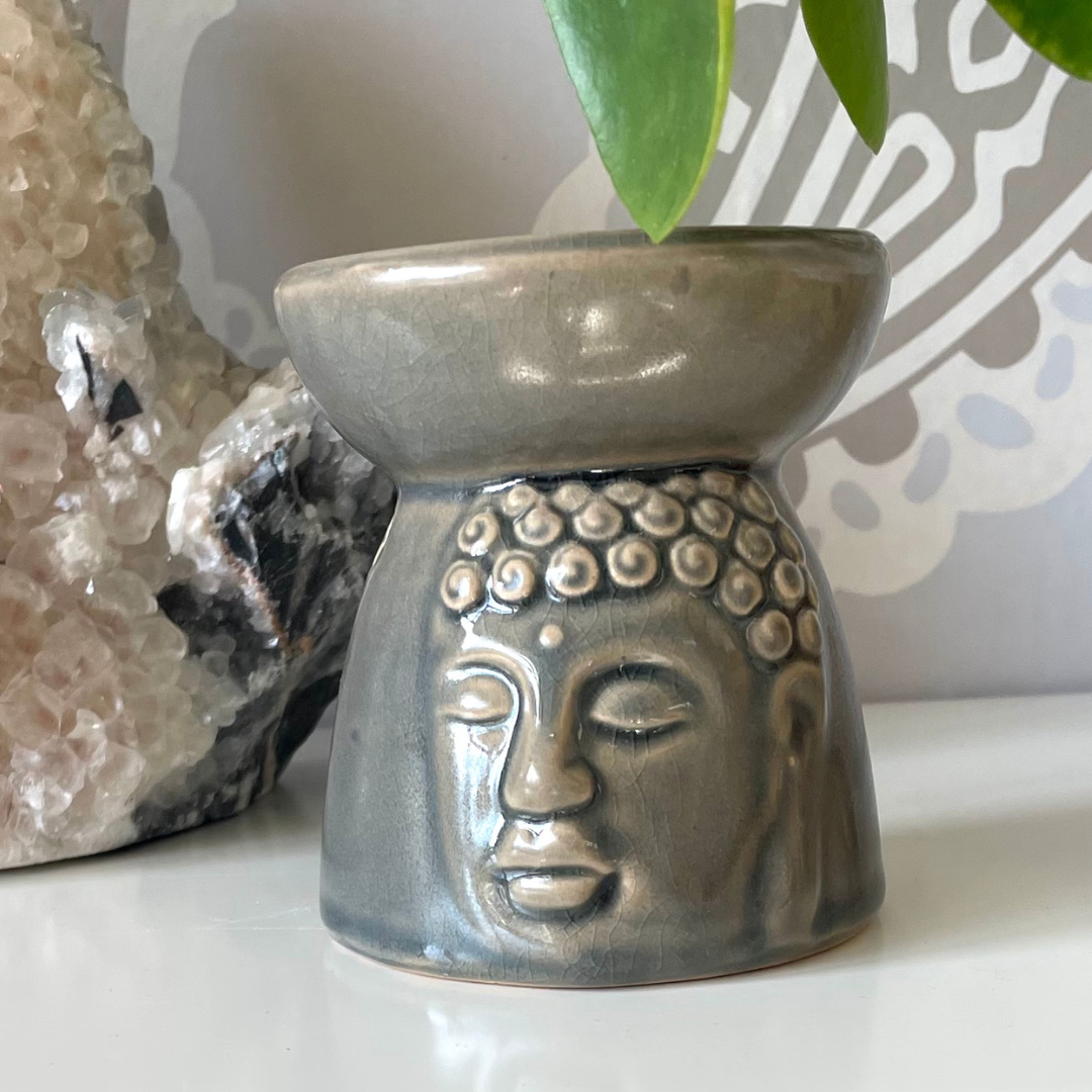 Ceramic Bhudda Oil and Wax Melt Burner - Cream, Sage or Gris