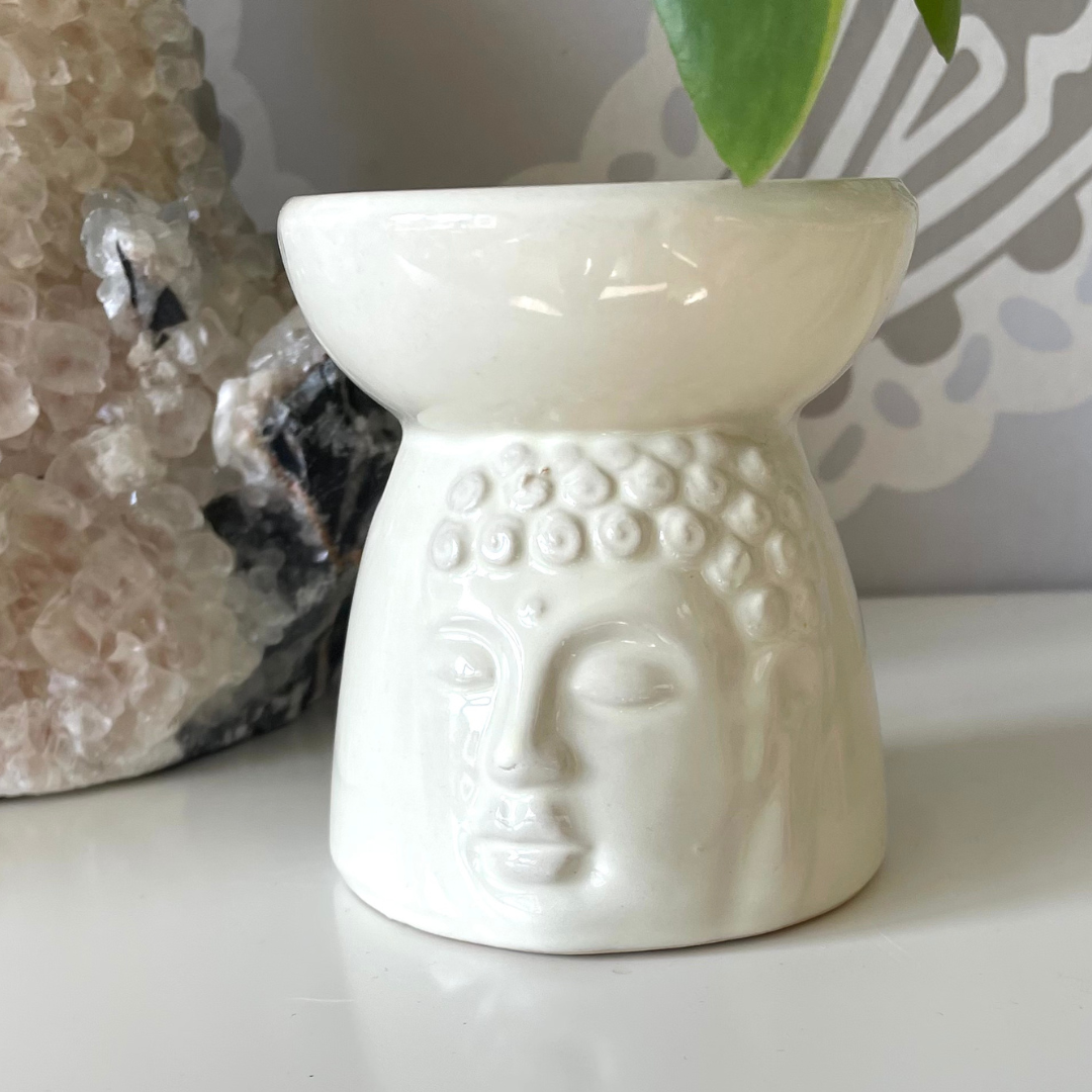 Ceramic Bhudda Oil and Wax Melt Burner - Cream, Sage or Gris