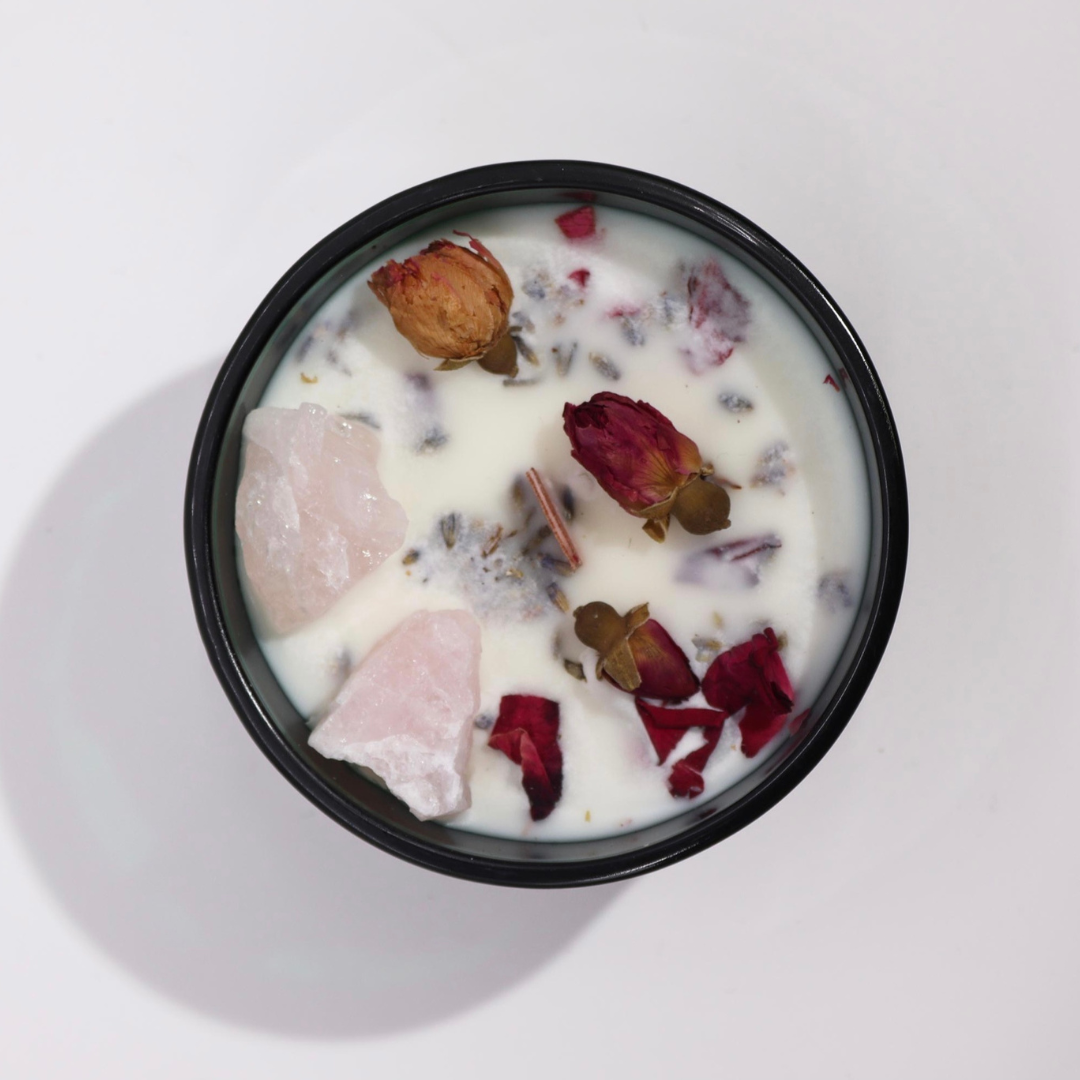 The Lovers - Hop Hare Soy Candle - Rose Quartz and Rose Meadow