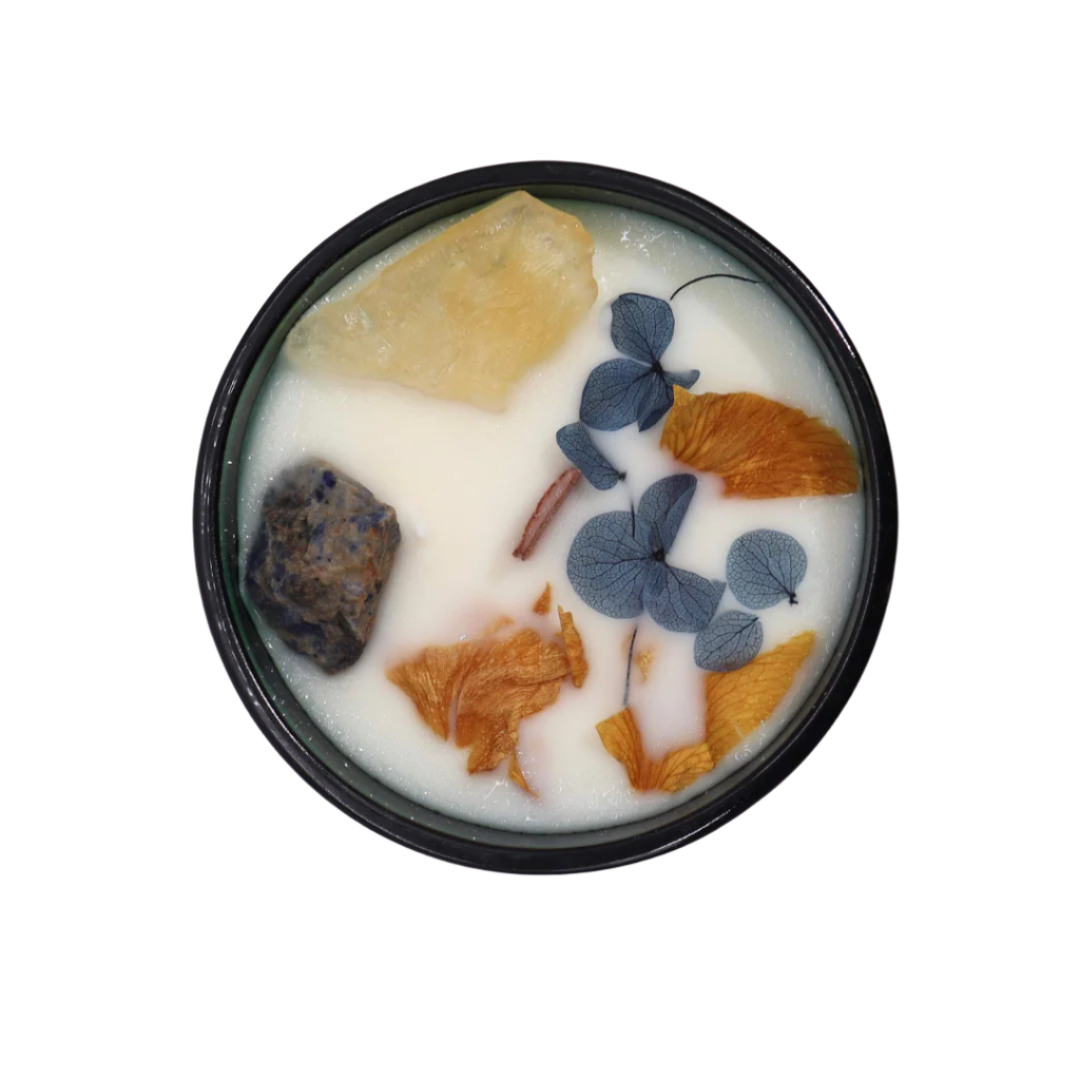 The Sun - Hop Hare Crystal Flower Candle -Citrine and Sodalite -Lemon Horizon