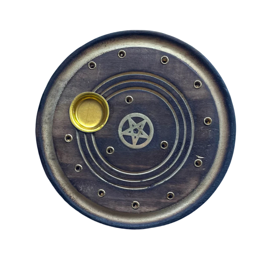 Mango Wood Incense Holder - Tree of Life or Pentagon Design