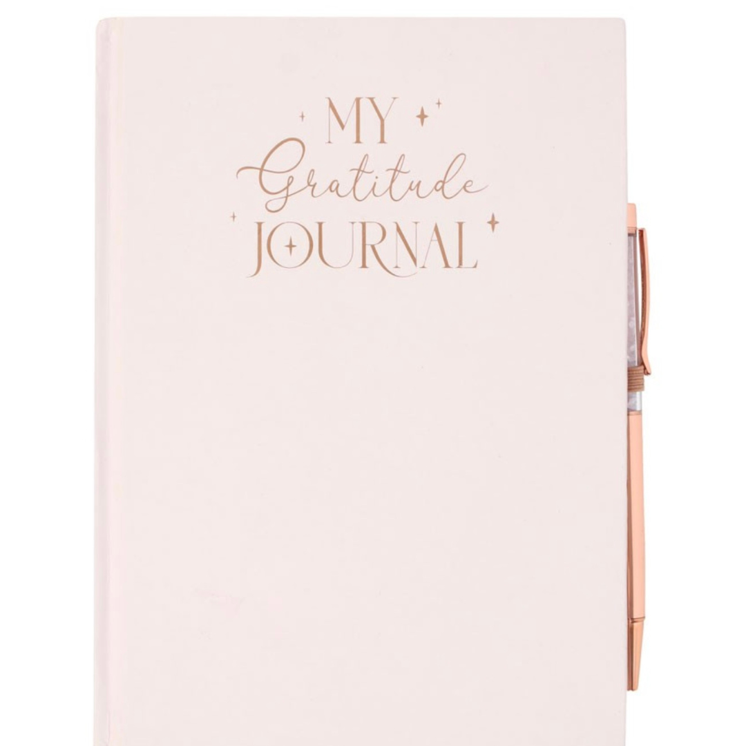 My Gratitude Journal with Rose Quartz Crystal Chip Pen