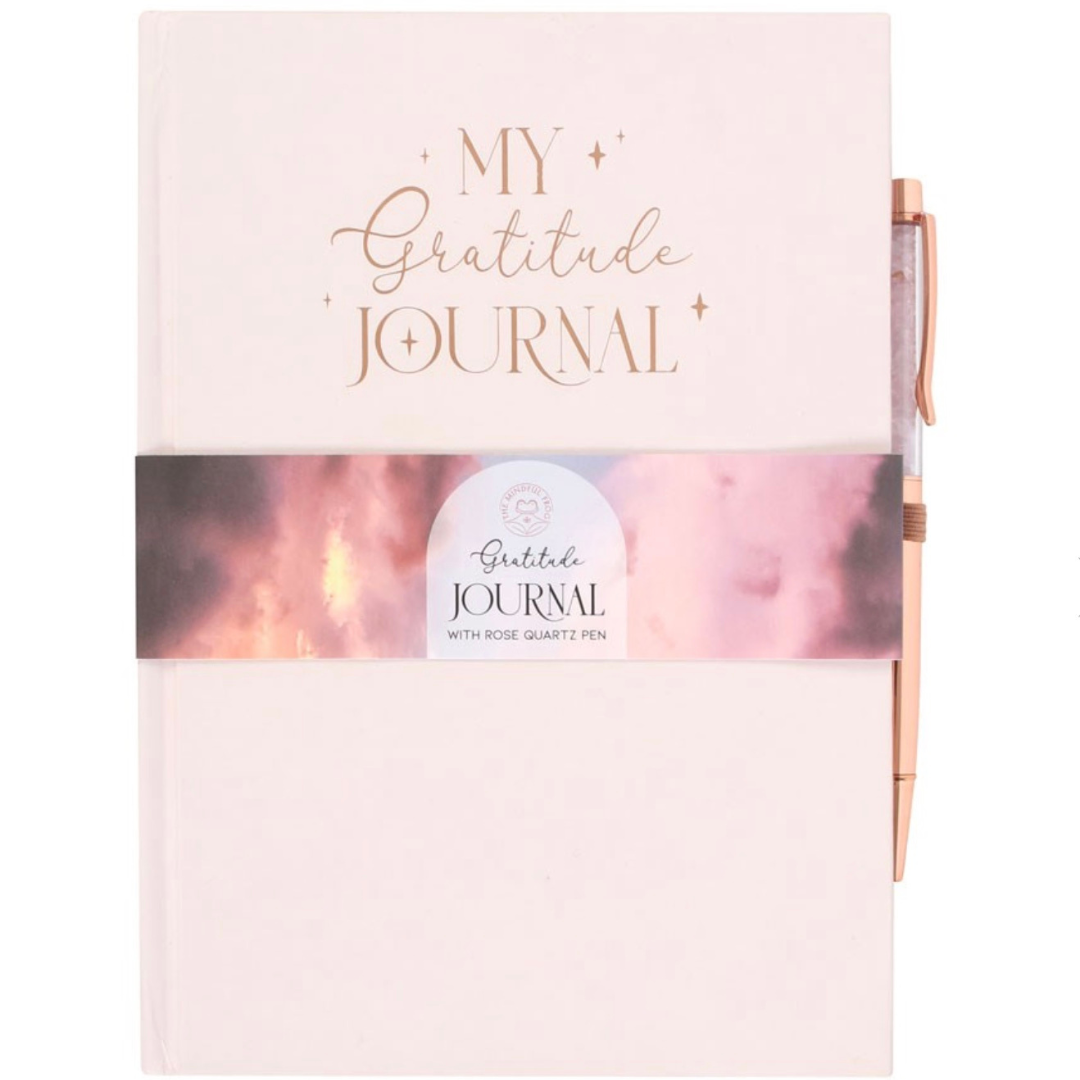 My Gratitude Journal with Rose Quartz Crystal Chip Pen