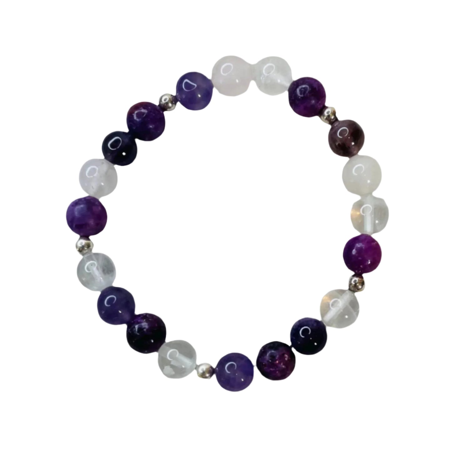 Crystal Gemstone Bracelet Sterling Silver Beads - Emotional Balance