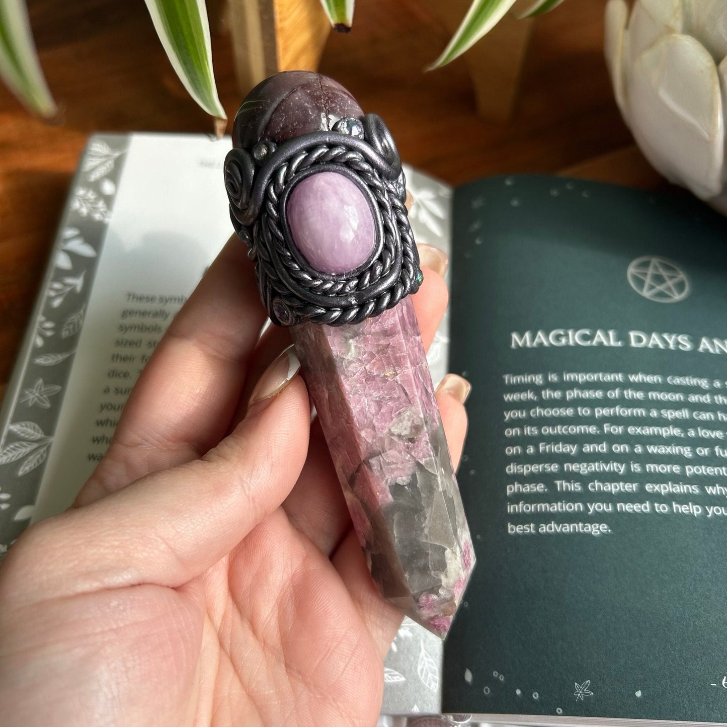 Pink Tourmaline Crystal Wand with Kunzite and Mookaite