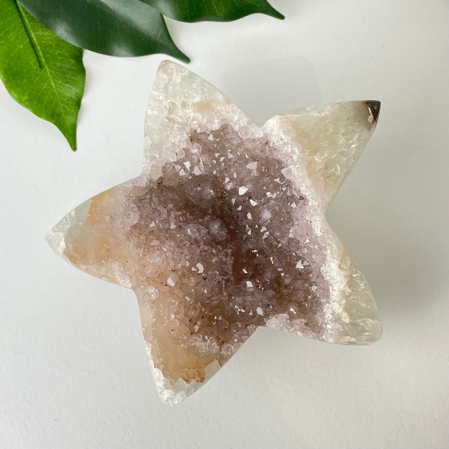 Large Druzy Amethyst Cluster Star Carving