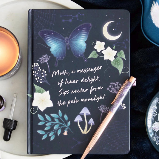 Midnight Moth Journal with Amethyst Pen