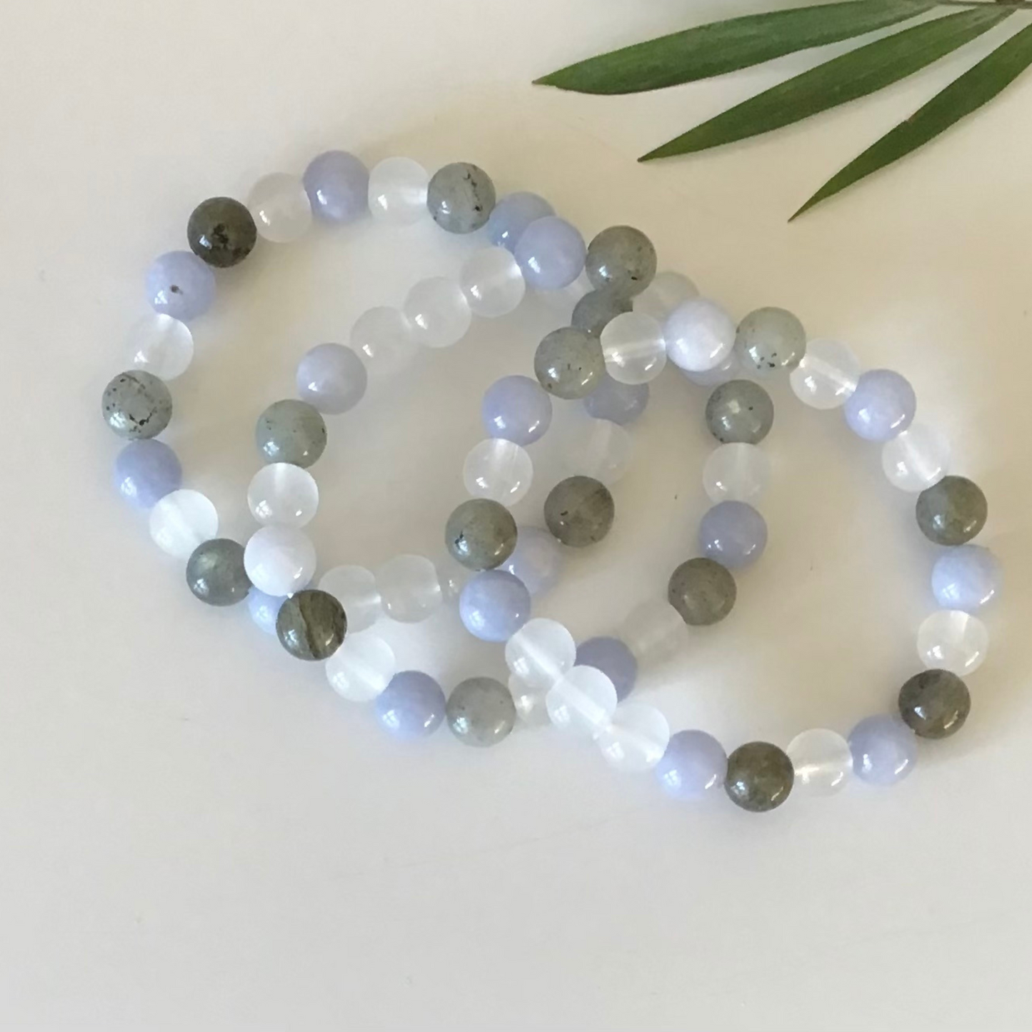 Angelic Harmony Crystal Bracelet -Angelite, White Jade and Labradorite.