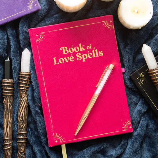 Book of Love Spells Journal with Rose Quartz Crystal Pen