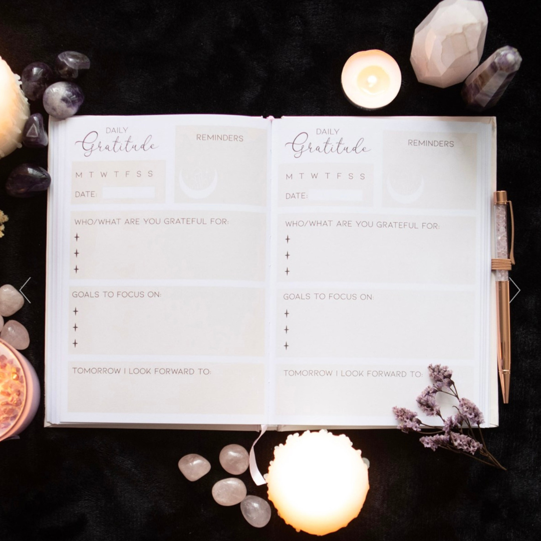 My Gratitude Journal with Rose Quartz Crystal Chip Pen