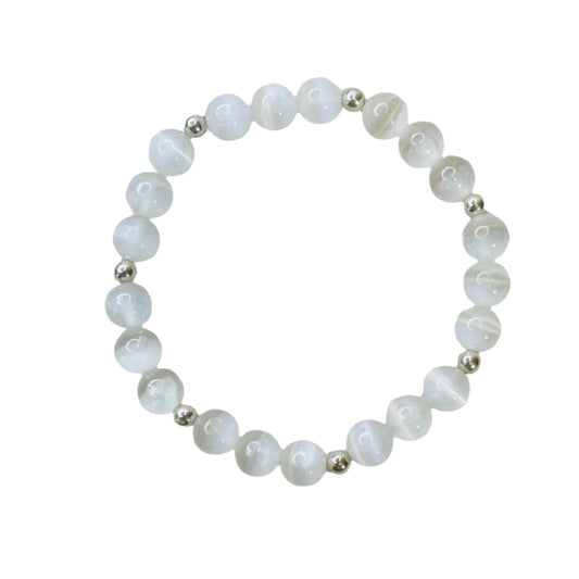 Selenite and Stirling Silver Crystal Bracelet