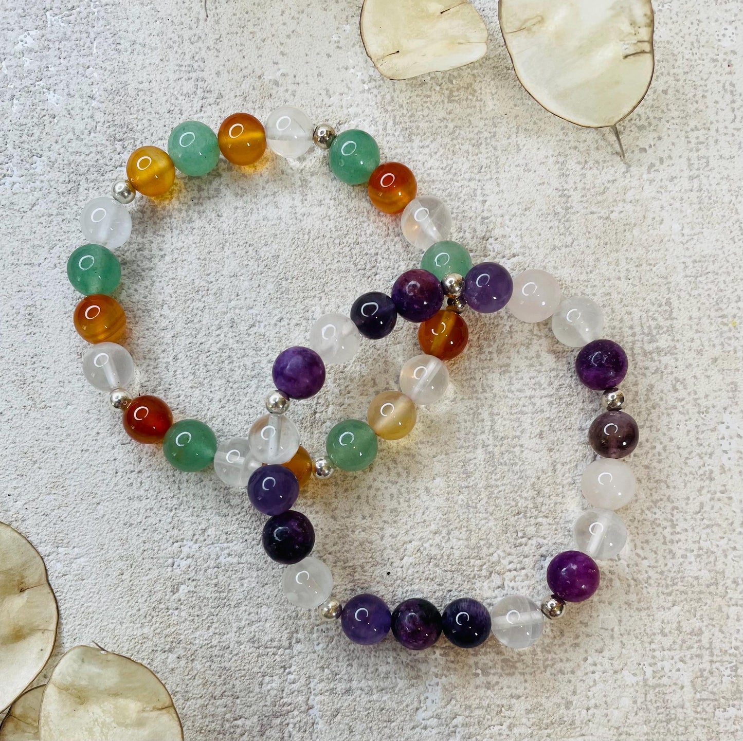 Crystal Gemstone Bracelet Sterling Silver Beads - Emotional Balance