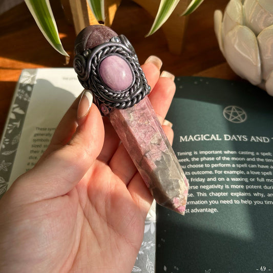 Pink Tourmaline Crystal Wand with Kunzite and Mookaite